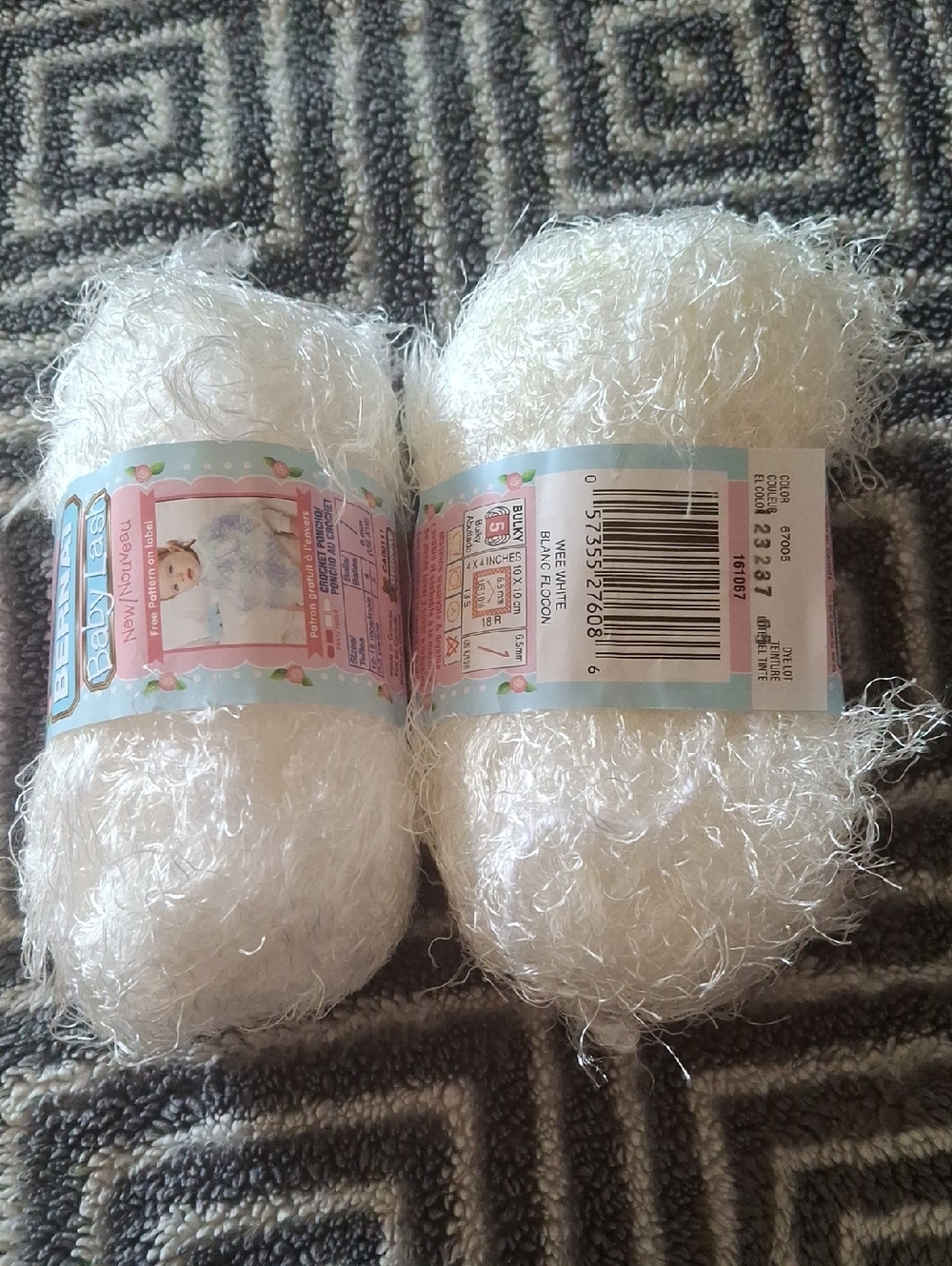 Bernat Baby Lash Yarn - Wee White (Lot of 2) - Rare / Discontinued